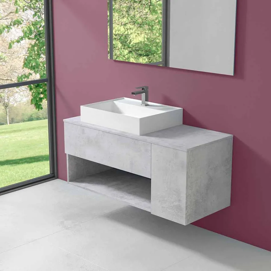 Meuble de salle de bain design suspendu avec lavabo à poser de style moderne - Pistillo Viadurini