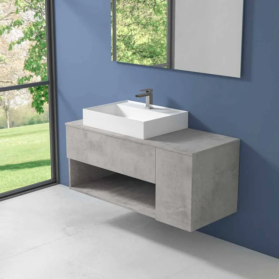 Meuble de salle de bain design suspendu avec lavabo à poser de style moderne - Pistillo Viadurini