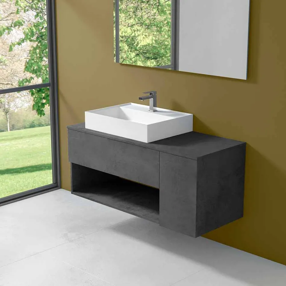 Meuble de salle de bain design suspendu avec lavabo à poser de style moderne - Pistillo Viadurini