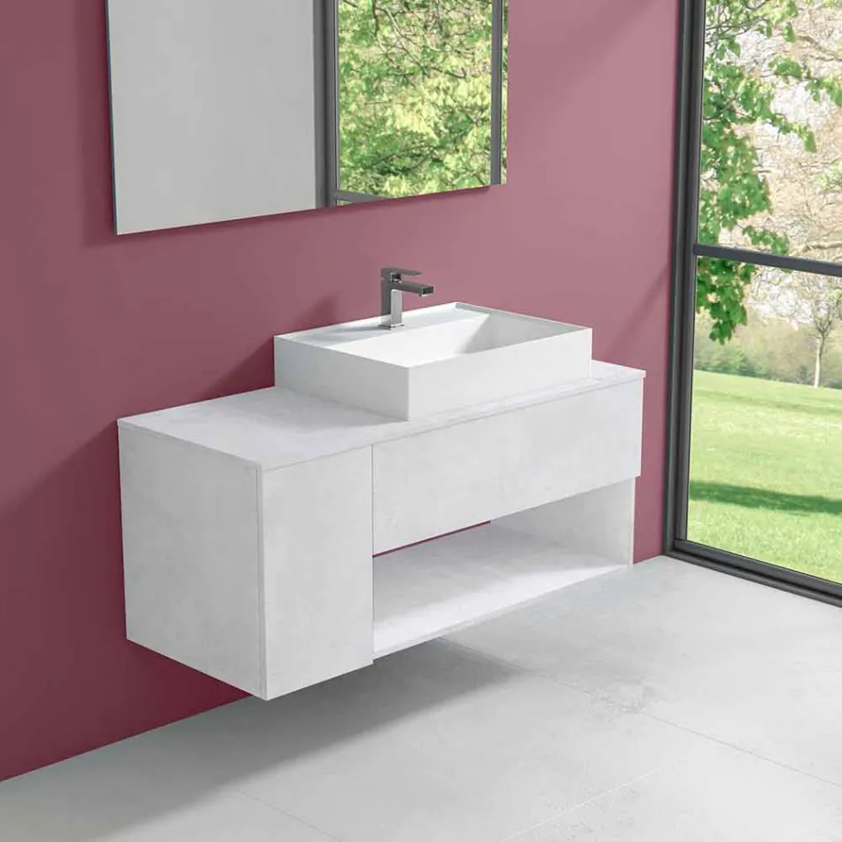 Meuble de salle de bain design suspendu avec lavabo à poser de style moderne - Pistillo Viadurini