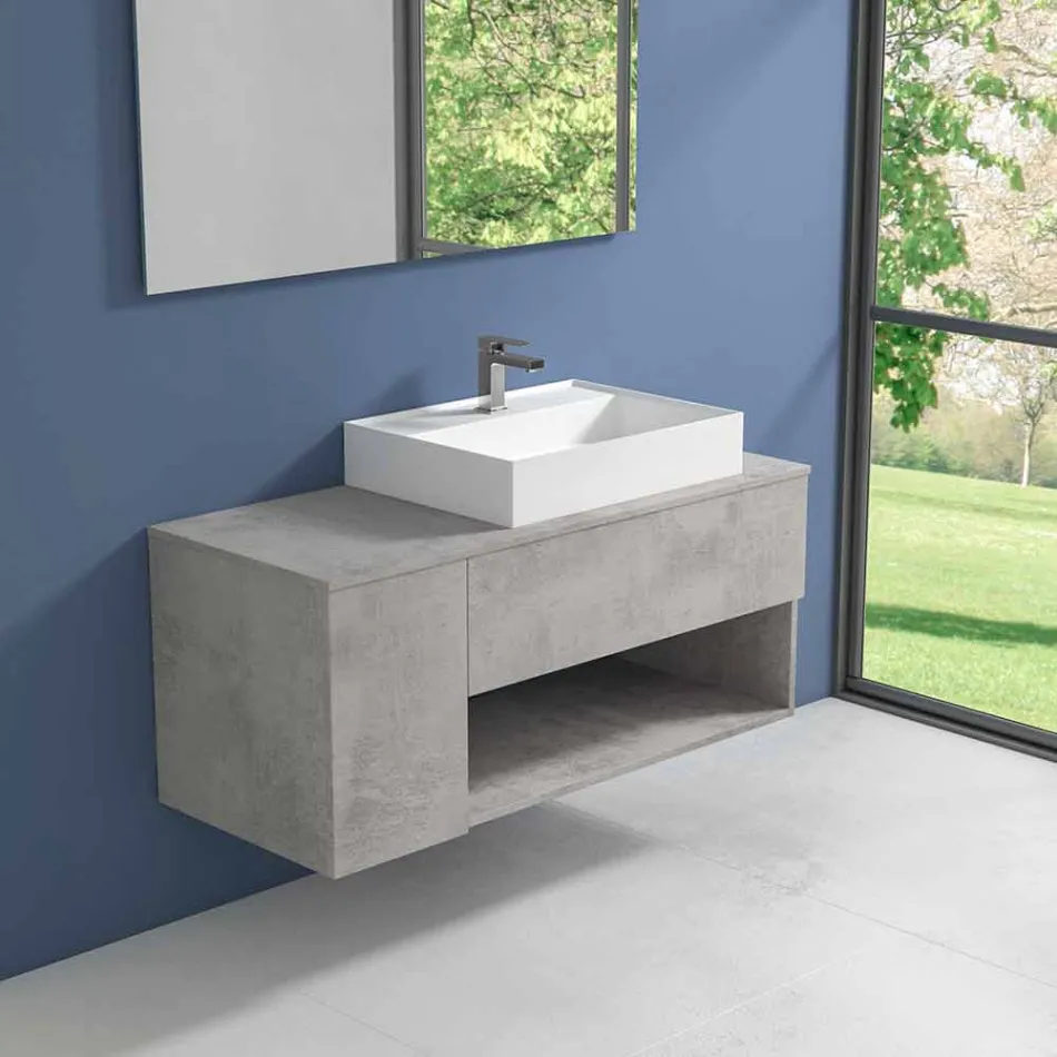 Meuble de salle de bain design suspendu avec lavabo à poser de style moderne - Pistillo Viadurini