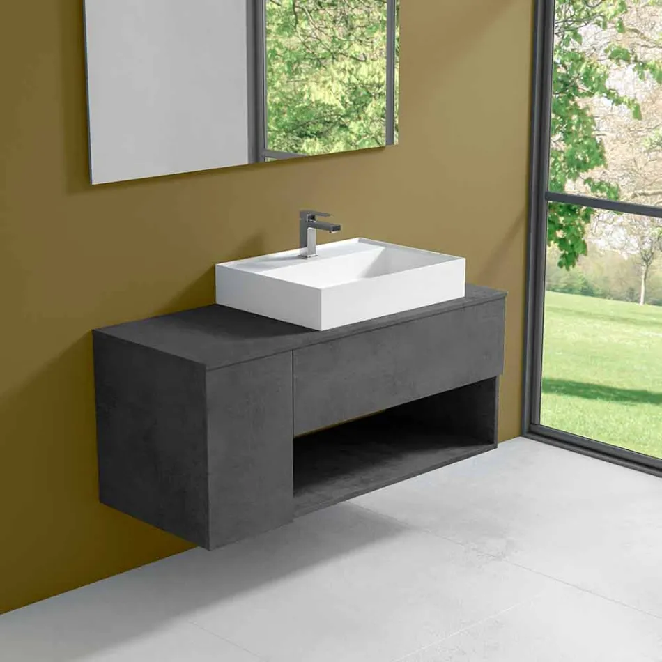 Meuble de salle de bain design suspendu avec lavabo à poser de style moderne - Pistillo Viadurini