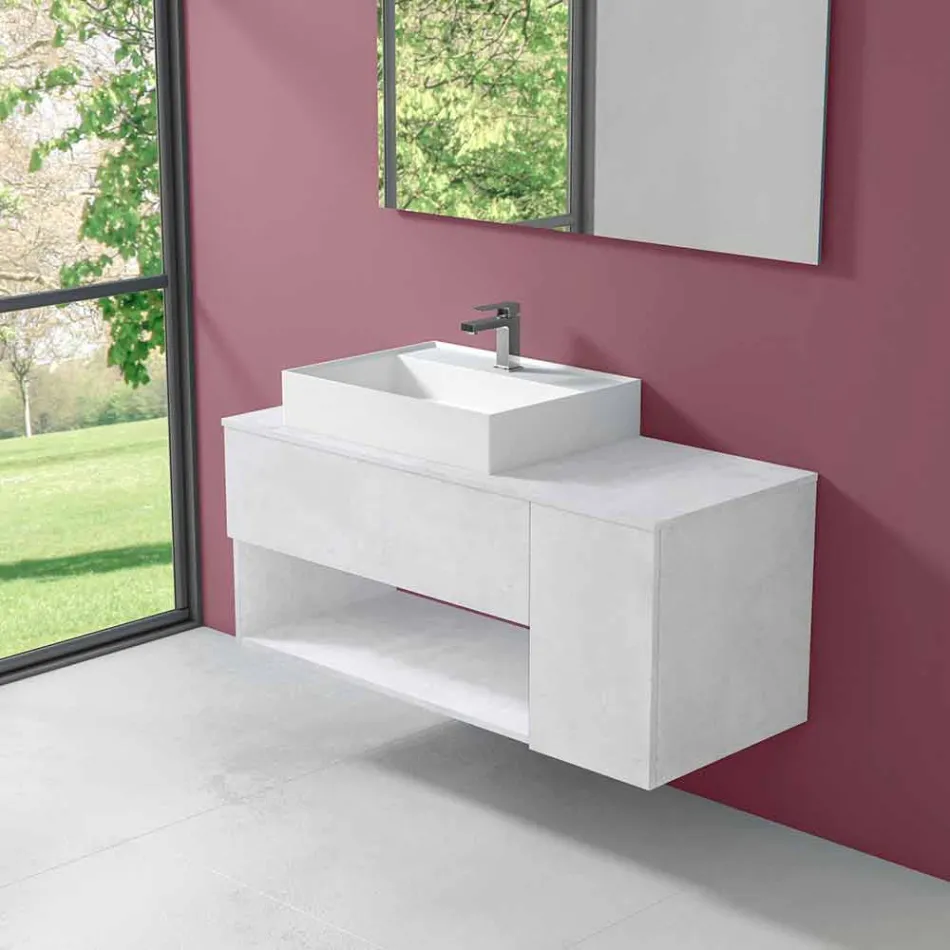 Meuble de salle de bain design suspendu avec lavabo à poser de style moderne - Pistillo Viadurini