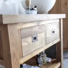Meuble de salle de bain en bois de teck naturel avec 2 tiroirs - Faetano Viadurini