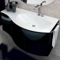 Meuble de salle de bain moderne avec lavabo trois portes en bois laqué noir Gioia
