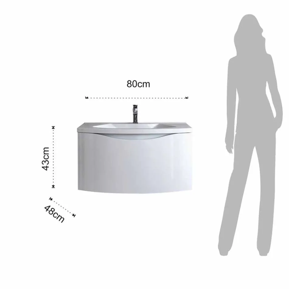 Armoire de salle de bain suspendue moderne avec étagère d'évier et miroir design - Michele Viadurini