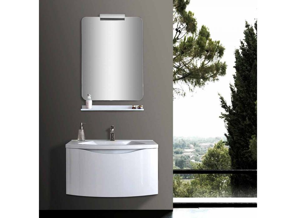 Armoire de salle de bain suspendue moderne avec étagère d'évier et miroir design - Michele Viadurini