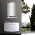 Meuble de salle de bain suspendu moderne blanc avec évier, étagère, miroir LED - Michele