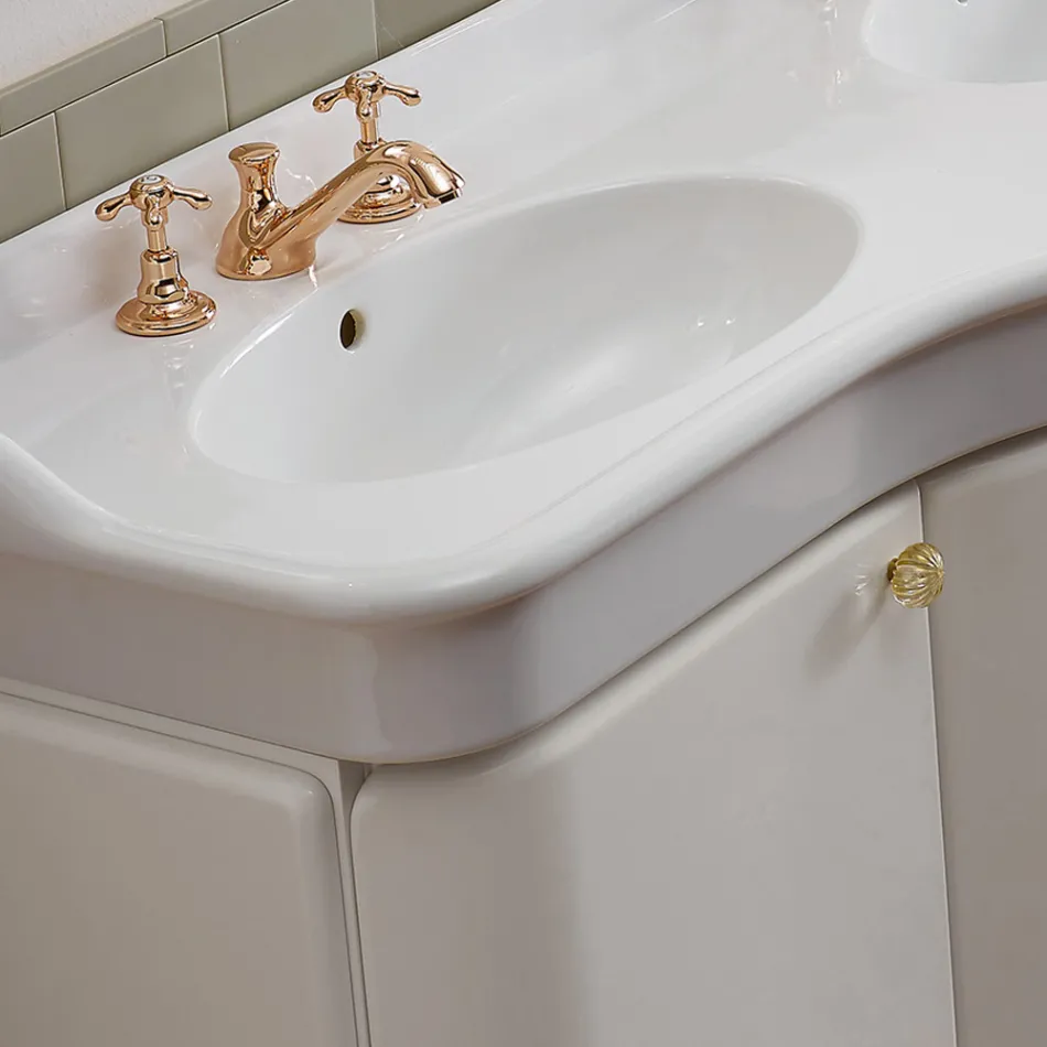 Meuble de Salle de Bain Unicolore avec Vasque en Céramique Blanche - Candy Viadurini