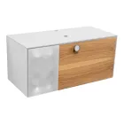 Meuble de salle de bain suspendu 100 cm en verre trempé 8 mm et chêne européen - Excelsior Viadurini