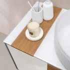 Meuble de salle de bain suspendu 100 cm en verre trempé 8 mm et chêne européen - Excelsior Viadurini