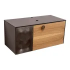 Meuble de salle de bain suspendu 100 cm en verre trempé 8 mm et chêne européen - Excelsior Viadurini