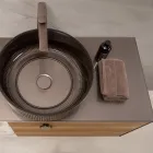 Meuble de salle de bain suspendu 100 cm en verre trempé 8 mm et chêne européen - Excelsior Viadurini