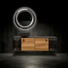 Meuble de salle de bain suspendu 160 cm en verre trempé 8 mm et chêne européen - Excelsior Viadurini