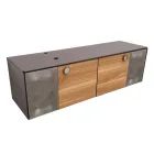 Meuble de salle de bain suspendu 160 cm en verre trempé 8 mm et chêne européen - Excelsior Viadurini