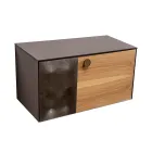 Meuble de salle de bain suspendu 80 cm en verre trempé 8 mm et chêne européen - Excelsior Viadurini