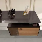 Meuble de salle de bain suspendu 80 cm en verre trempé 8 mm et chêne européen - Excelsior Viadurini