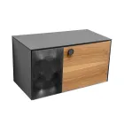 Meuble de salle de bain suspendu 80 cm en verre trempé 8 mm et chêne européen - Excelsior Viadurini