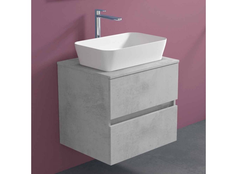 Armoire de salle de bain suspendue avec vasque à poser rectangulaire, design moderne - Dumbo