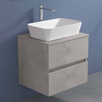 Armoire de salle de bain suspendue avec vasque à poser rectangulaire, design moderne - Dumbo