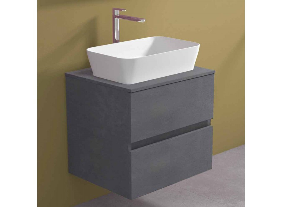 Armoire de salle de bain suspendue avec vasque à poser rectangulaire, design moderne - Dumbo Viadurini