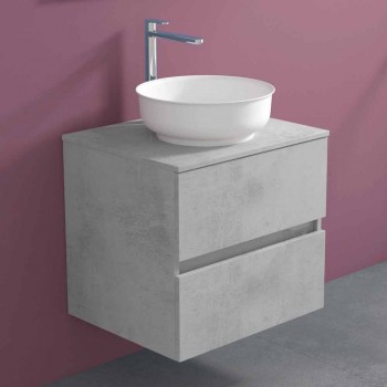 Armoire de salle de bain suspendue avec lavabo à poser rond, design moderne - Dumbo