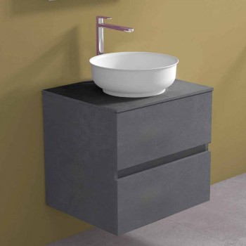 Armoire de salle de bain suspendue avec lavabo à poser rond, design moderne - Dumbo