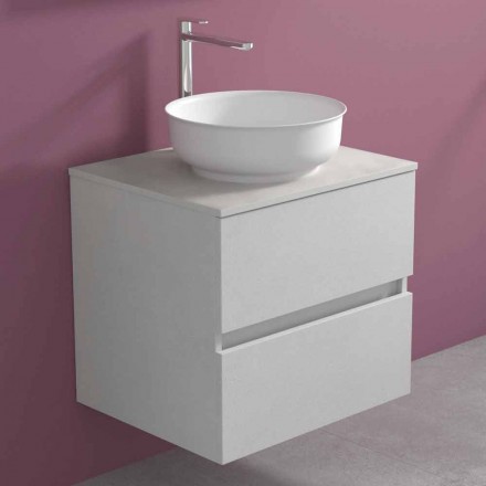 Armoire de salle de bain suspendue avec lavabo à poser rond, design moderne - Dumbo Viadurini