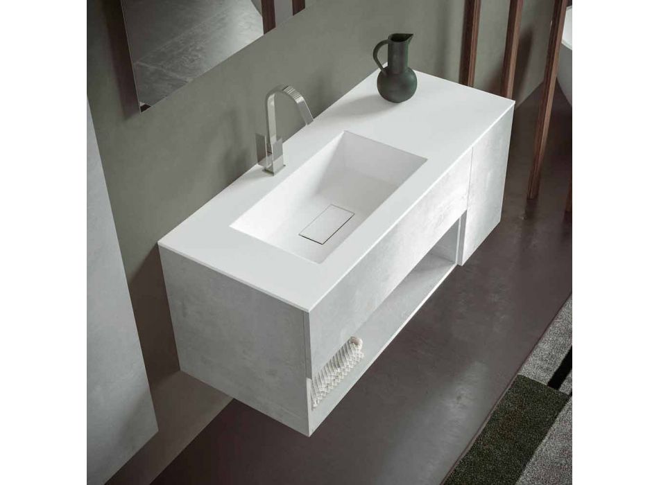 Armoire de salle de bain suspendue et lavabo intégré, design moderne en 4 finitions - Pistillo