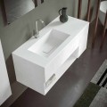 Armoire de salle de bain suspendue avec lavabo intégré, design moderne, 4 finitions - Pistillo
