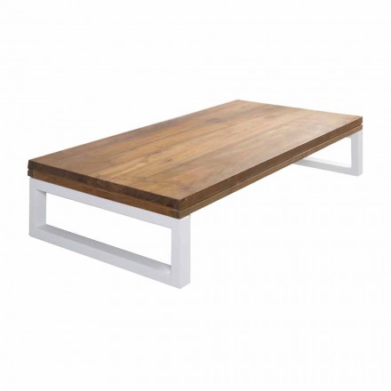 Meuble de salle de bain suspendu en teck avec porte-serviettes en blanc Hi Macs® - Saverno Viadurini