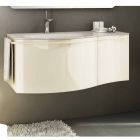Meuble de salle de bain suspendu moderne avec lavabo en bois laqué beige Gioia 1 Viadurini