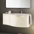 Meuble de salle de bain suspendu moderne avec lavabo en bois laqué beige Gioia 1