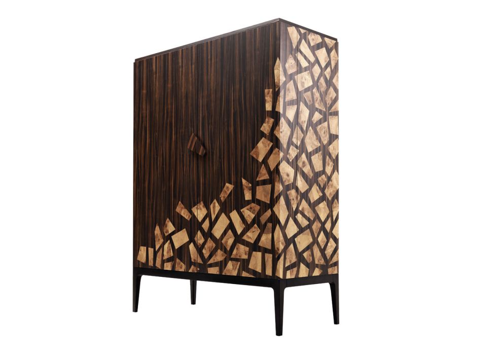 Armoire de bar design à 2 portes Grilli Zarafa fabriquée en Italie en bois d'ébène Viadurini
