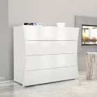 Tiroir Mobile Blanc 4 Tiroirs Design en Bois Durable - Sabine Viadurini