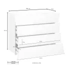 Tiroir Mobile Blanc 4 Tiroirs Design en Bois Durable - Sabine Viadurini