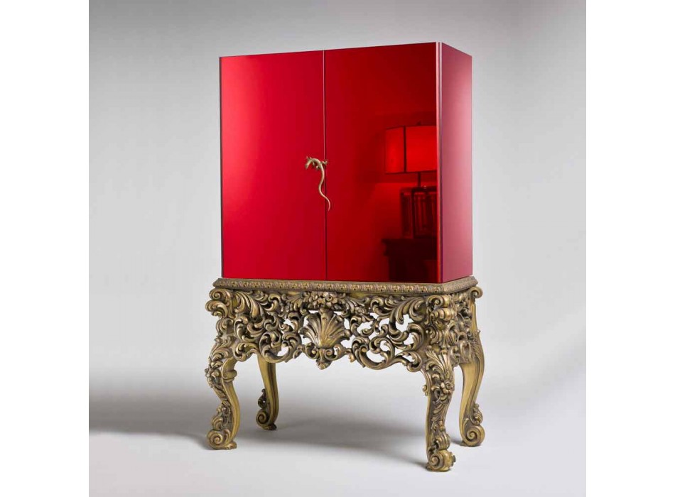 bois sculpté design de luxe à base mobile, fabriqué en Italie, Sam Viadurini