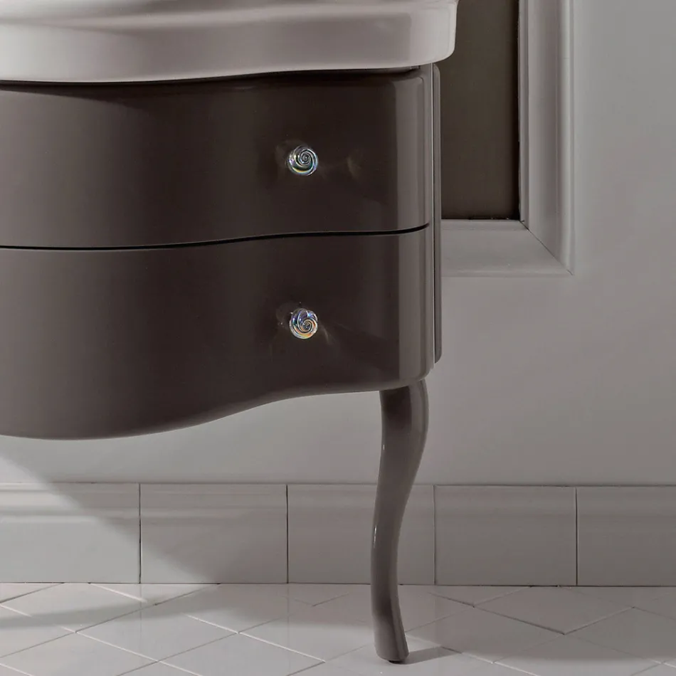 Meuble laqué brillant avec deux tiroirs et lavabo Made in Italy - Candy Viadurini
