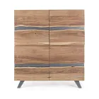 Buffet Mobile 4 Portes Bois Acacia Naturalistic Homemotion - Maramero Viadurini