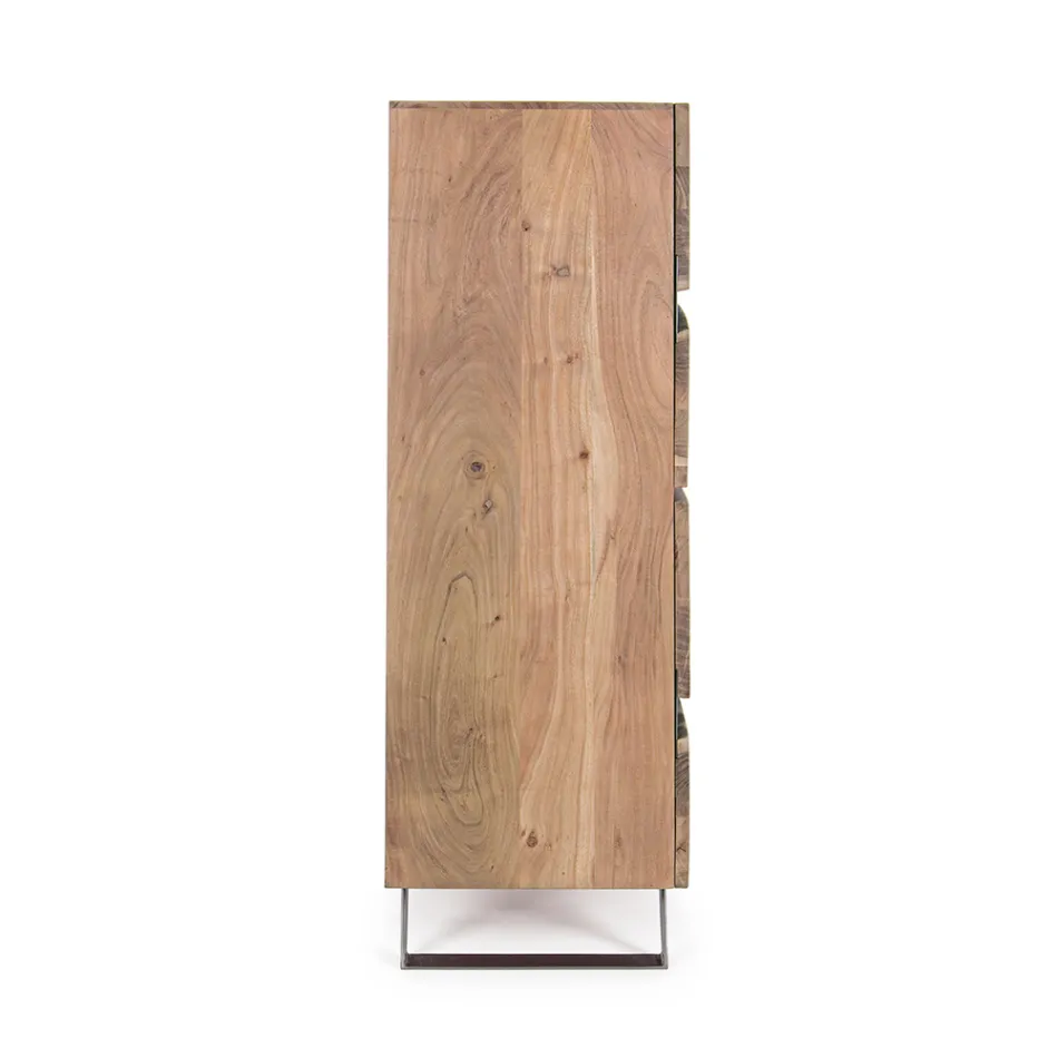Buffet Mobile 4 Portes Bois Acacia Naturalistic Homemotion - Maramero Viadurini