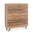 Buffet Mobile 4 Portes Bois Acacia Naturalistic Homemotion - Maramero Viadurini