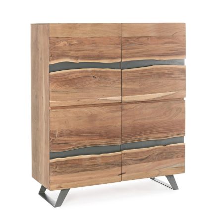 Buffet Mobile 4 Portes Bois Acacia Naturalistic Homemotion - Maramero Viadurini