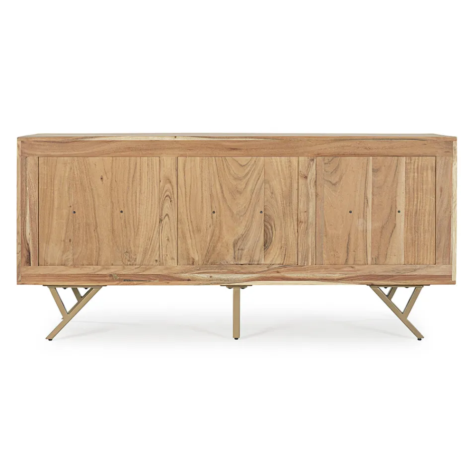 Buffet Mobile en Bois d'Acacia 3 Portes Design Ethnique Homemotion - Carla Viadurini