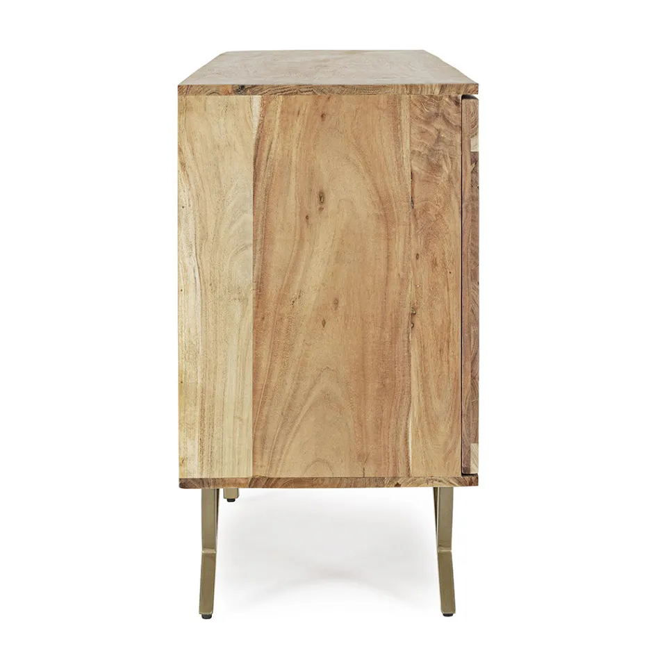 Buffet Mobile en Bois d'Acacia 3 Portes Design Ethnique Homemotion - Carla Viadurini