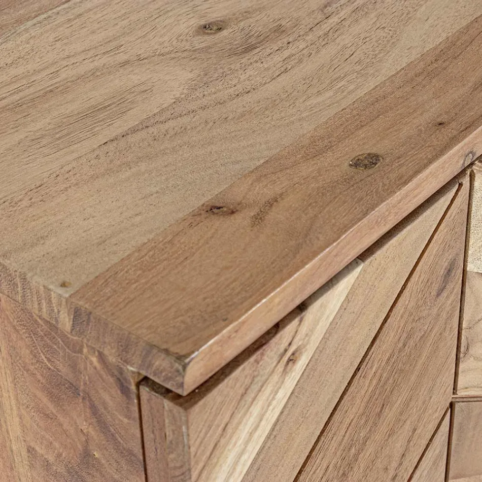 Buffet Mobile en Bois d'Acacia 3 Portes Design Ethnique Homemotion - Carla Viadurini