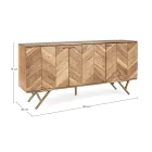 Buffet Mobile en Bois d'Acacia 3 Portes Design Ethnique Homemotion - Carla Viadurini