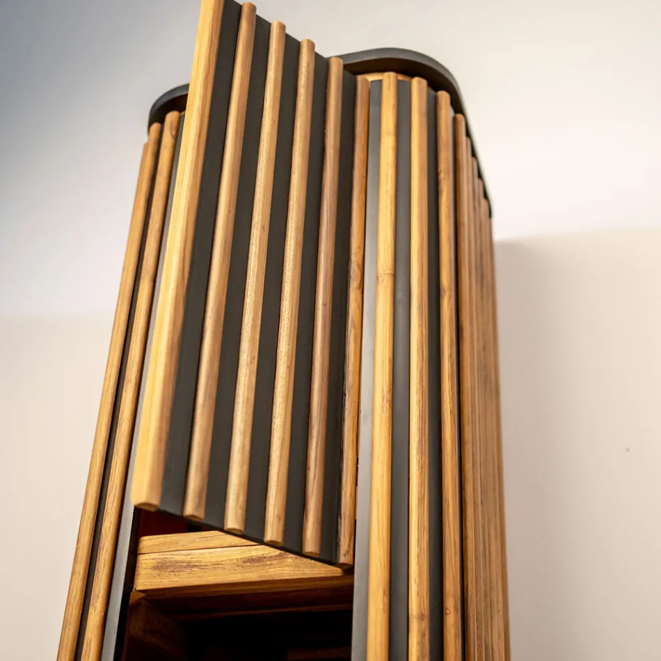 Meuble de salle de bain colonne en teck massif et acajou - Plumeria Viadurini