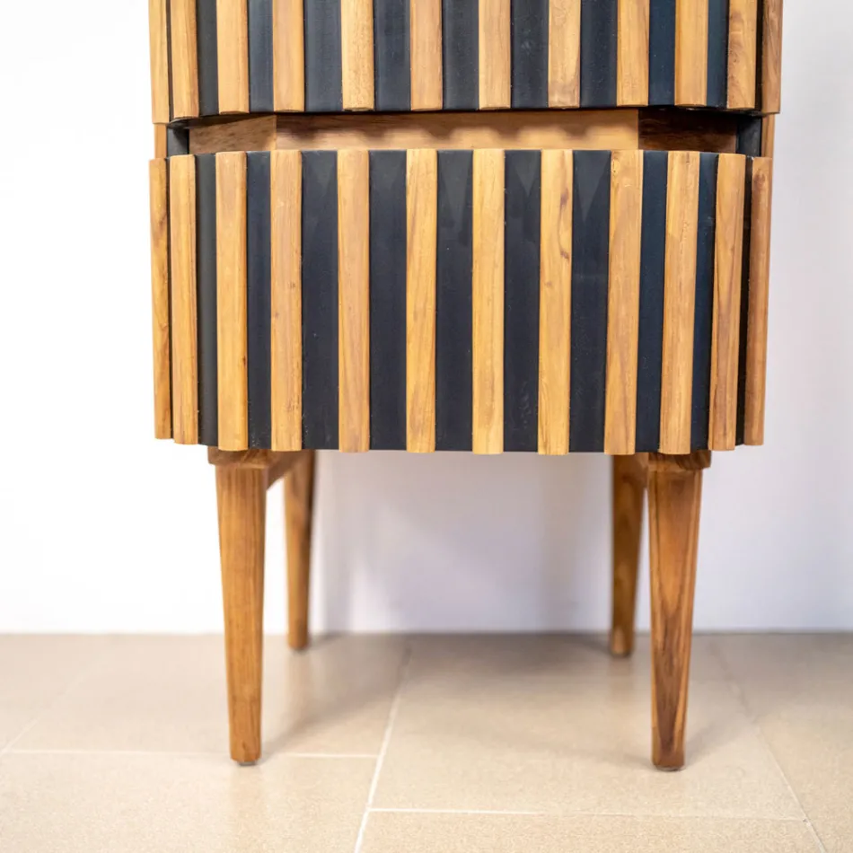 Meuble de salle de bain colonne en teck massif et acajou - Plumeria Viadurini