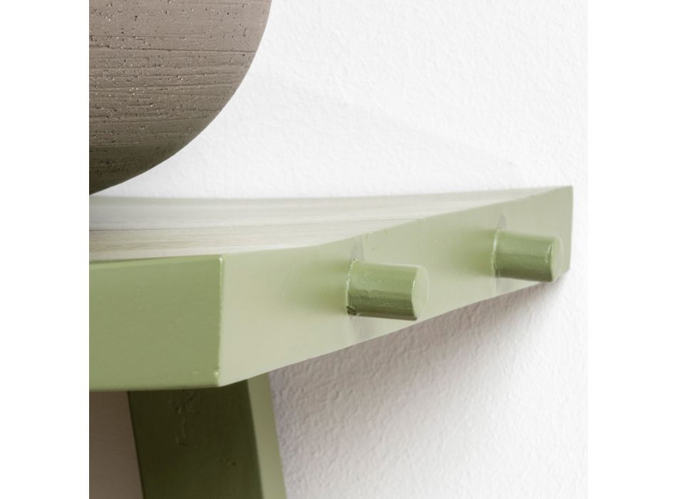 Meuble de salle de bain autoportant avec finition en teck et grande étagère verte - Raomi Viadurini