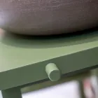 Meuble de salle de bain autoportant avec finition en teck et grande étagère verte - Raomi Viadurini